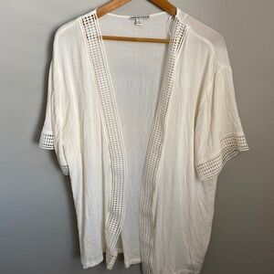 Moral Fiber Women's Cream Open Front Beach Cover up Size Large
